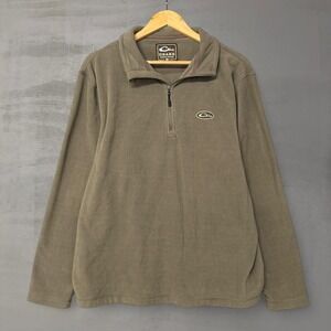 Drake Waterfowl Lightweight Fleece Pullover Green Quarter Zip Mock Neck Large